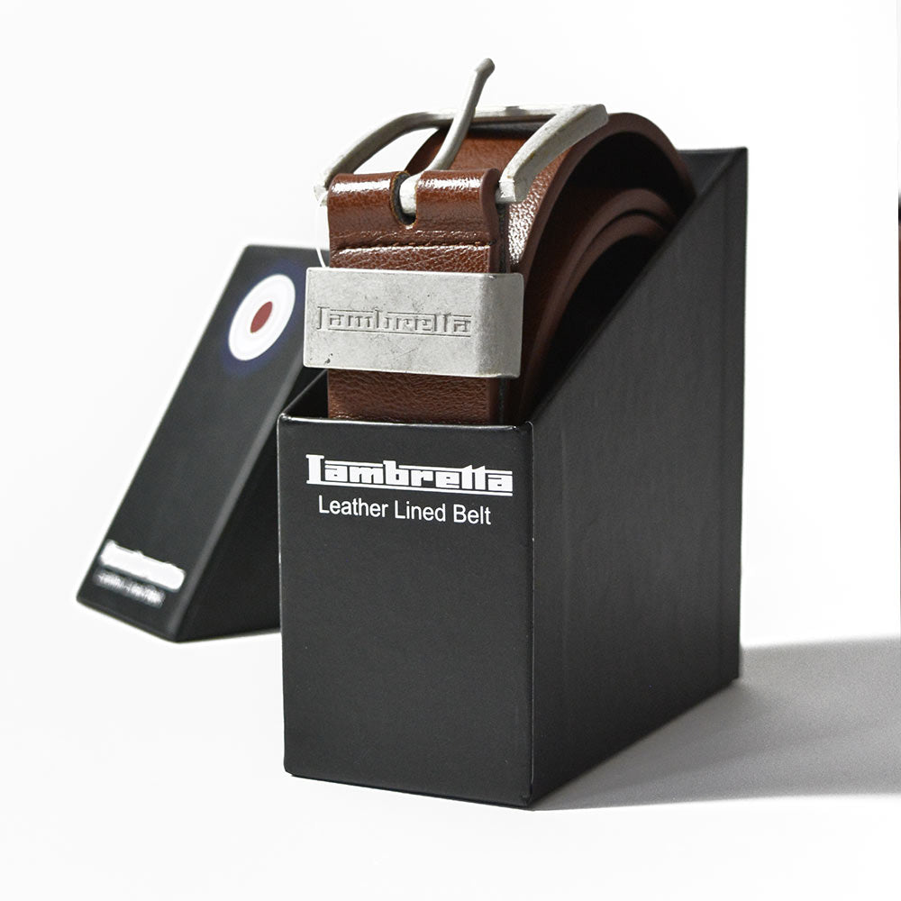 Leather Lined Boxed Belt from Lambretta, Tan