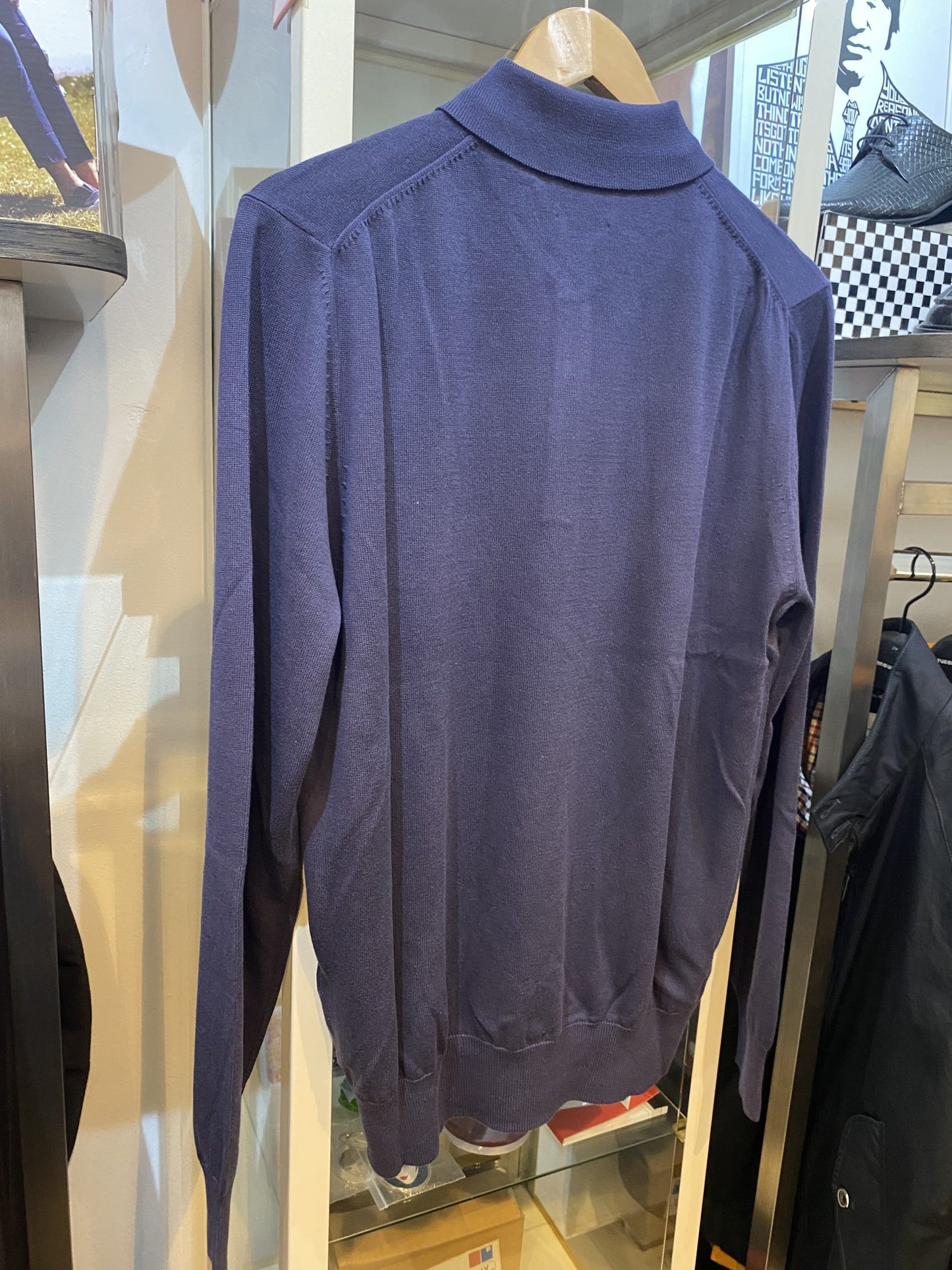 Ben Sherman Long Sleeved Knitted Polo Shirt, Ink