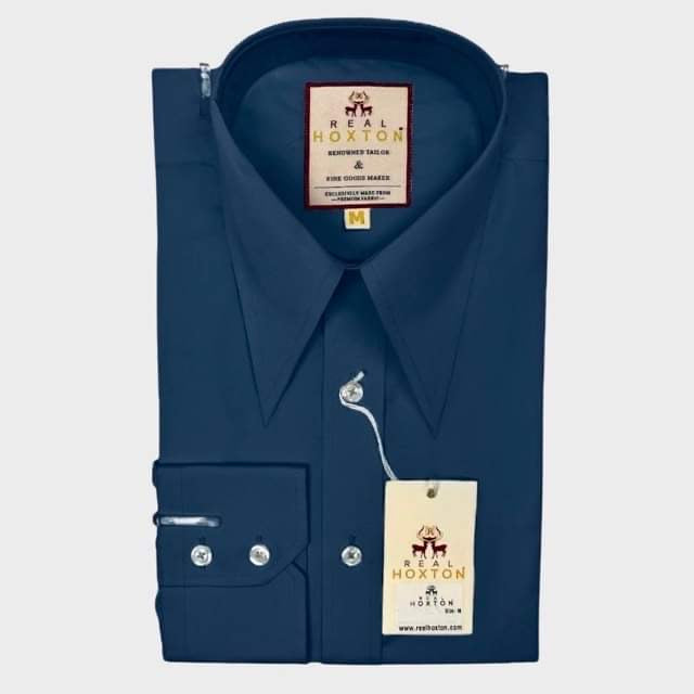 Spearpoint Collar Shirt from Real Hoxton, Airforce Blue