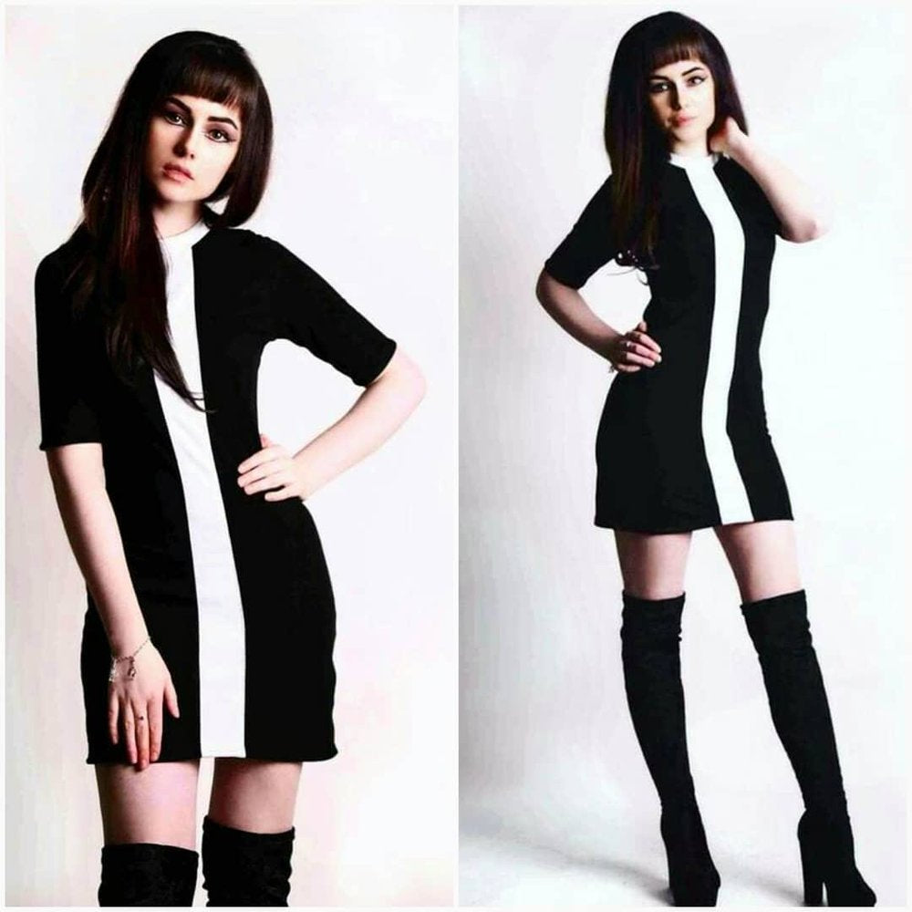 Love Her Madly ‘Edie’ Black Dress With White Stripe
