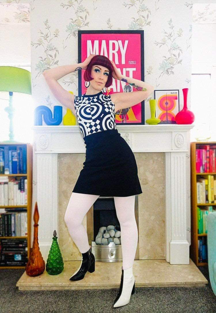 Love Her Madly ‘Iris’ Op-Art Mini Dress, Black & White