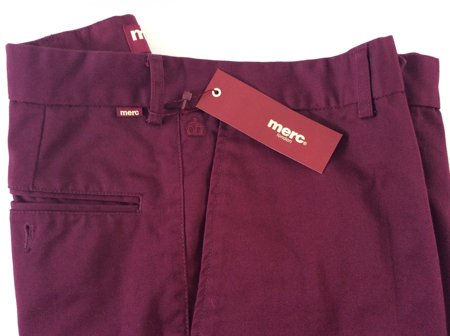 Merc ‘Winston’ Sta-Press Trousers, Wine - 32” Leg