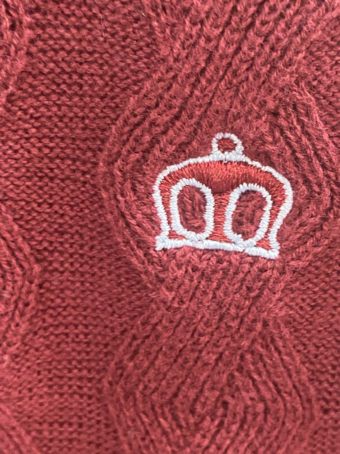 Merc ‘Smith’ Knitted Polo, Burgundy with Blue