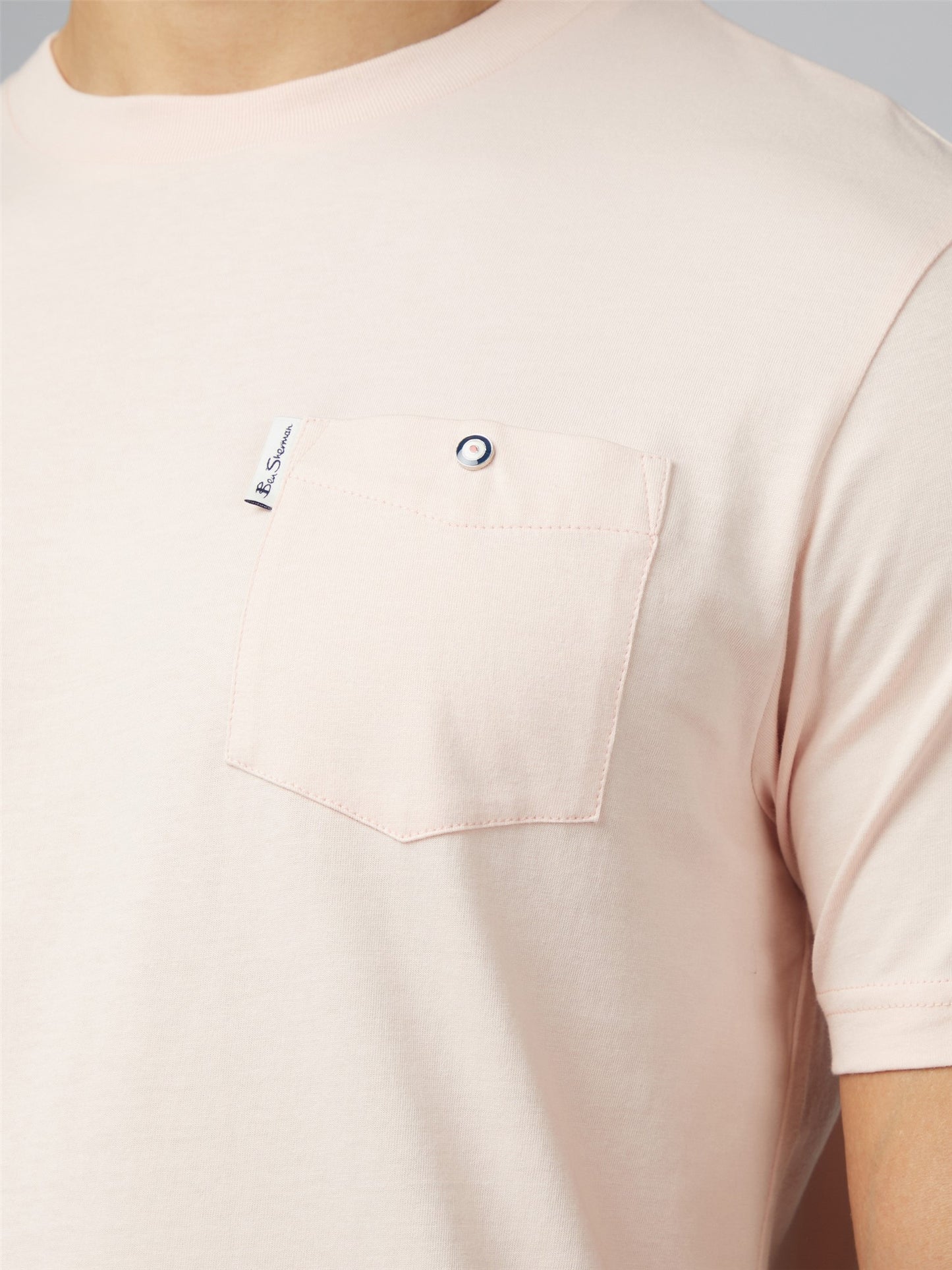 Ben Sherman Signature T-Shirt with Chest Pocket, Pale Pink