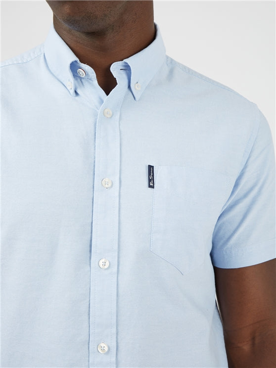 Ben Sherman Cotton Short Sleeved Oxford Shirt, Sky Blue
