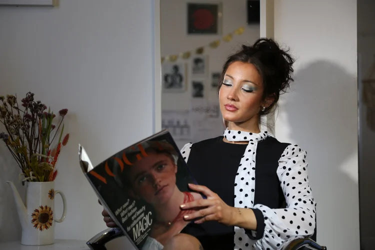 Love Her Madly ‘Marianne’ Black 1960s Style Dress, with Matching Polka Dot Scarf