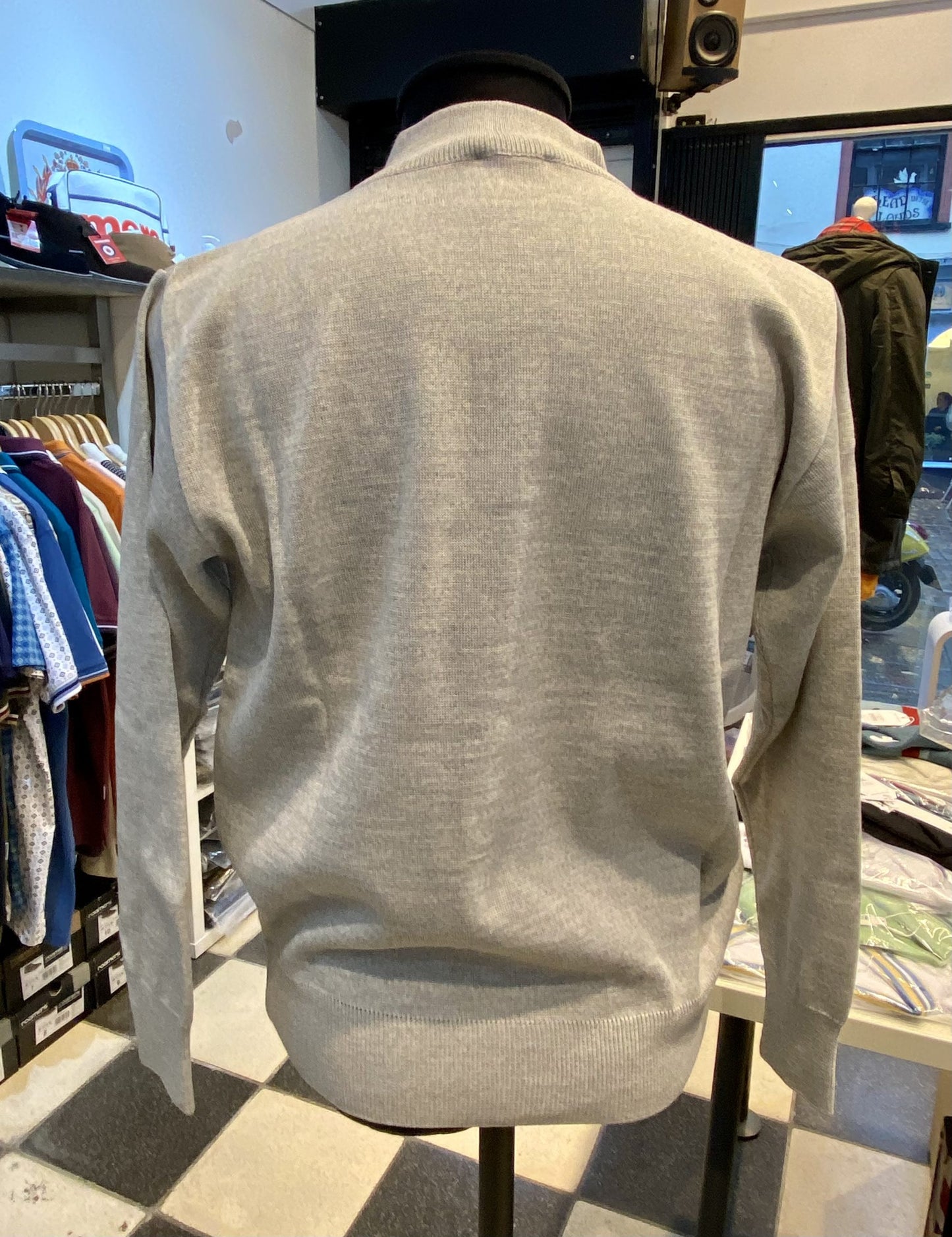 Franco Ponti Zip Neck Merino Mix Jumper, Shadow Grey