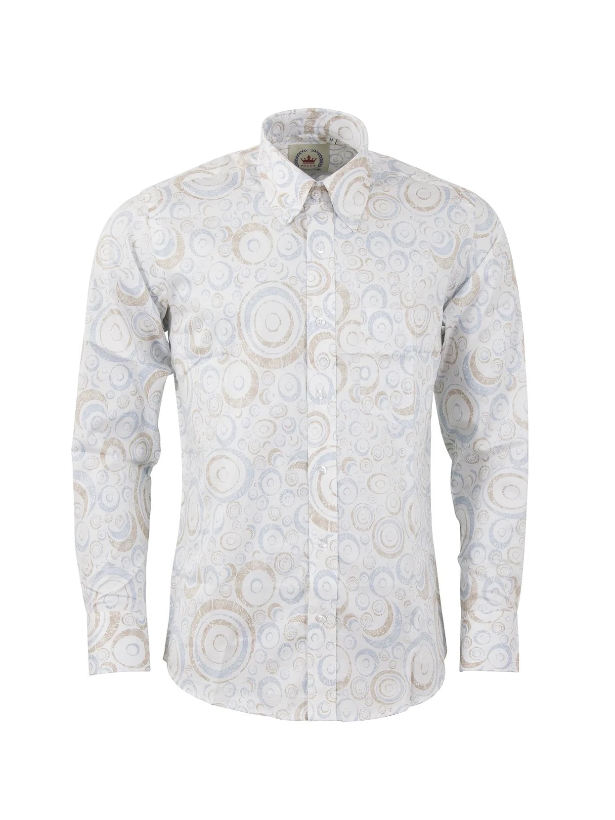 Relco Long Sleeved Circle Pattern Shirt, White