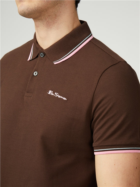 Ben Sherman Signature Pique Polo Shirt, Dark Brown