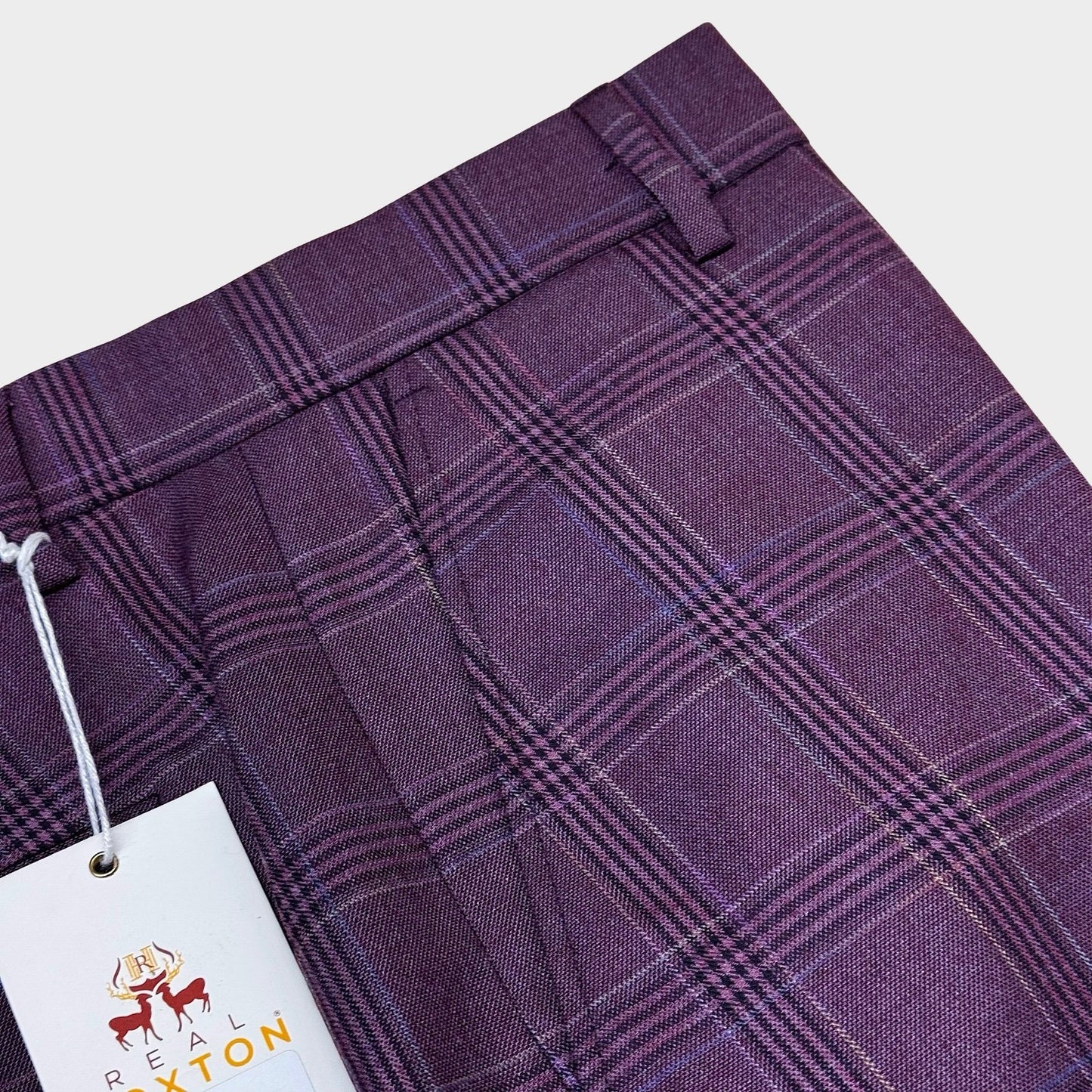 Real Hoxton Plum Checked Trousers