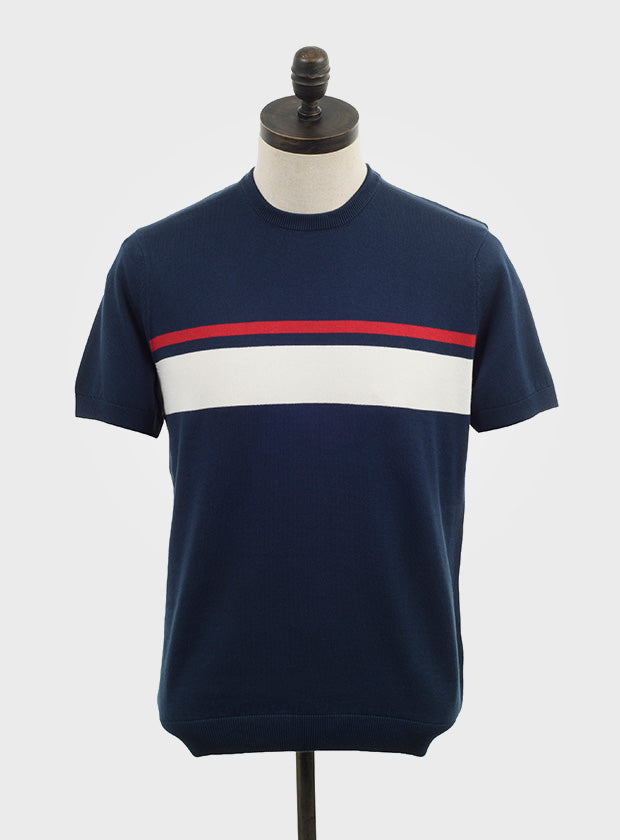 Art Gallery ‘Charlton’ Knitted Crew Neck, Navy Blue