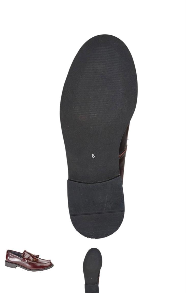 Roamers Hi Shine Tassel Loafers, Oxblood