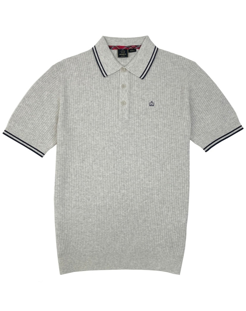 Merc ‘Edmund’ Knit Polo, Cream Marl