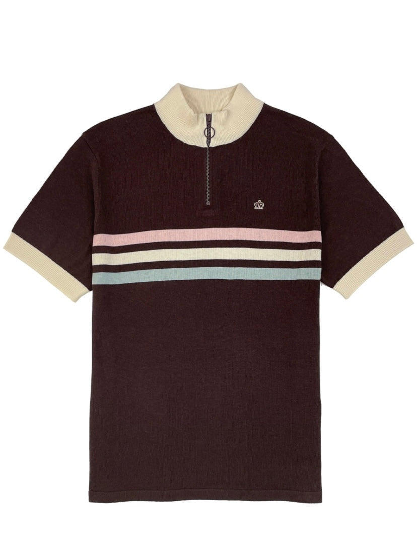 Merc ‘Brooke’ Knitted Cycling Top, Dark Brown