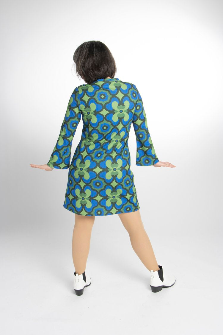 Love Her Madly ‘Melanie’ Patterned Dress, Blue & Green