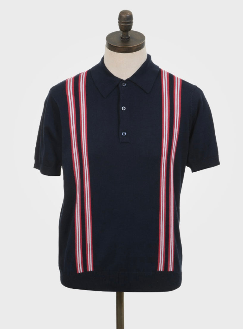 Art Gallery ‘Leigh’ Knitted Polo Shirt, Navy