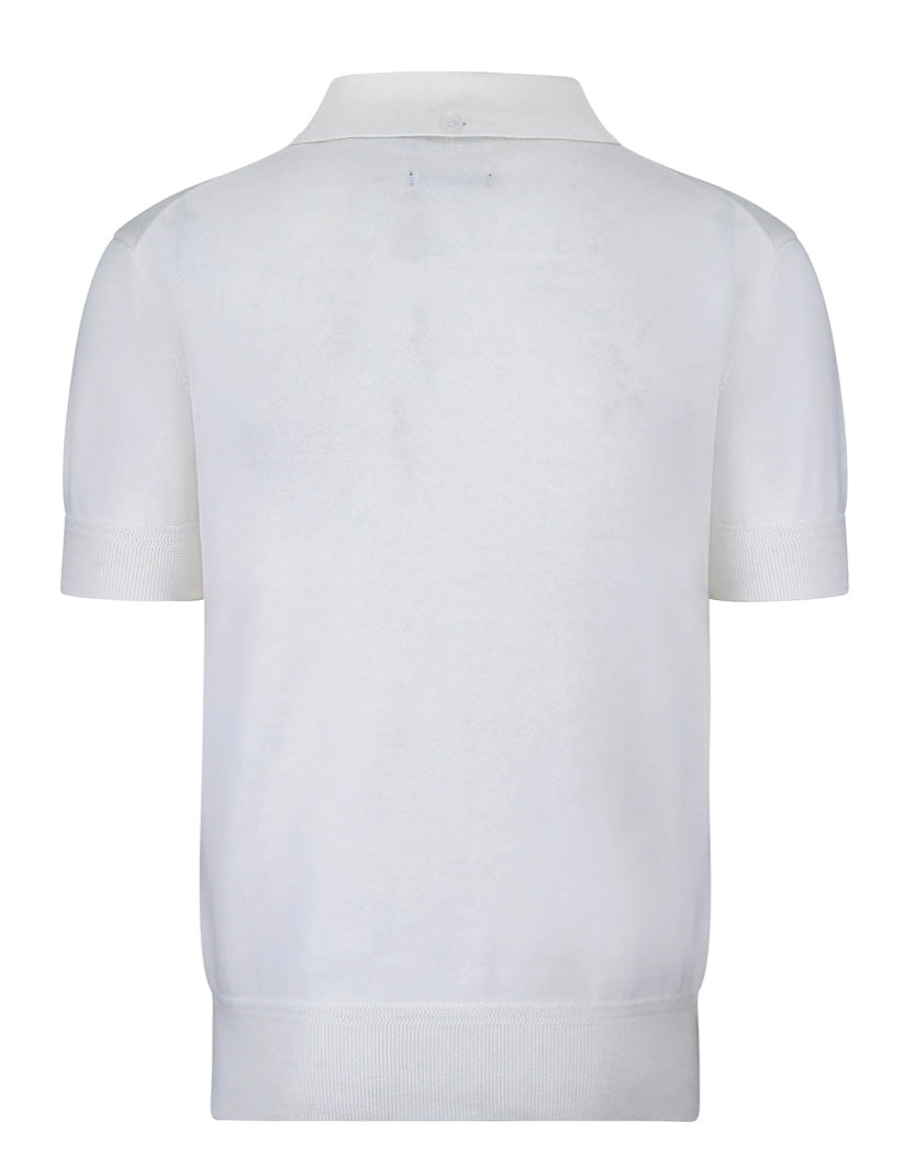 Merc ‘Archie’ Knitted Polo Shirt, Off White