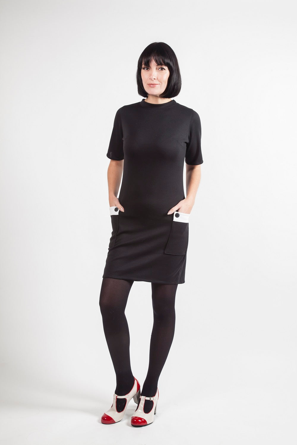 Love Her Madly ‘Nina’ Mod Dress, Black with White Detail