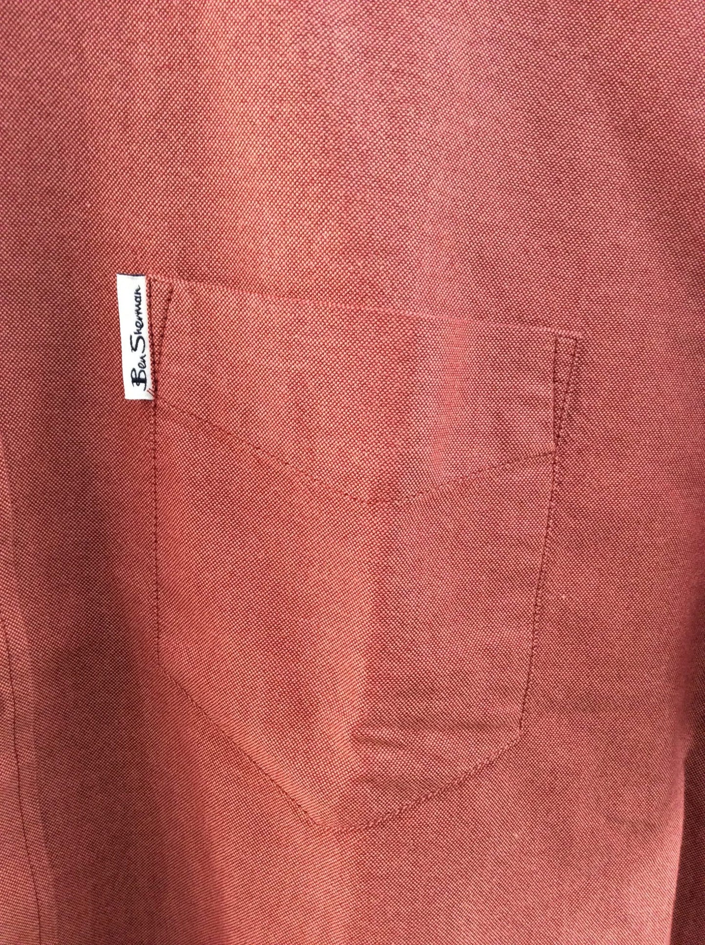 Ben Sherman Short Sleeved Cotton Oxford Shirt, Dark Pink