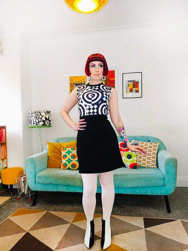 Love Her Madly ‘Iris’ Op-Art Mini Dress, Black & White