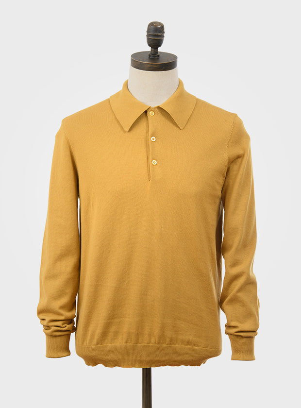 Art Gallery ‘Anders’ Long Sleeved Knitted Polo Shirt, Scotch Broom
