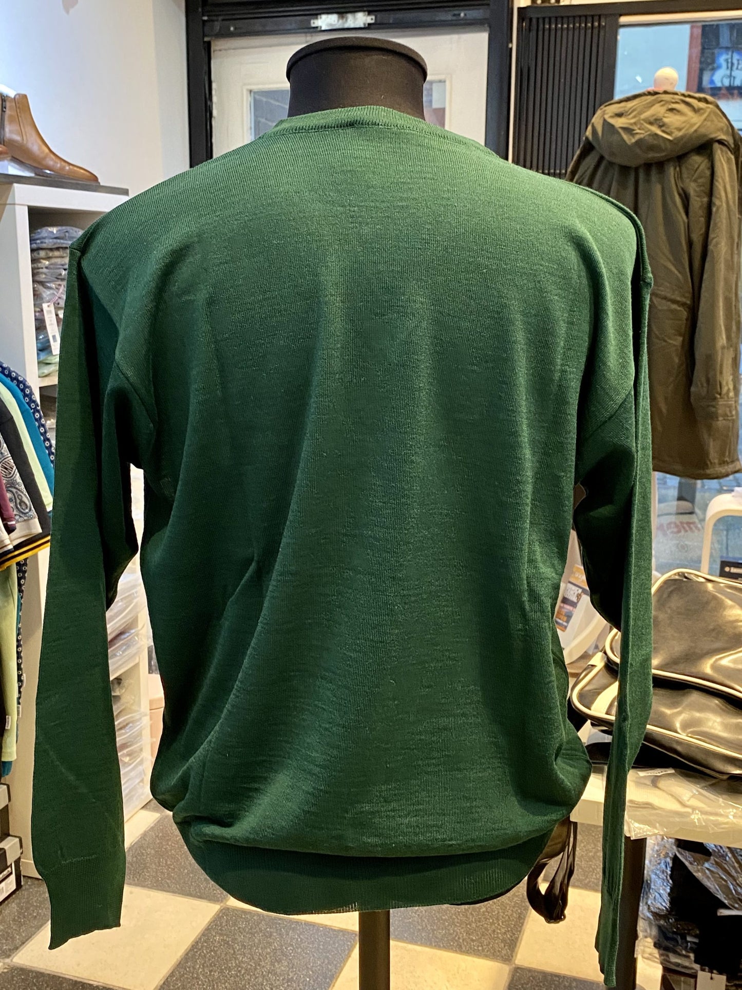 Franco Ponti V-Neck Merino Mix Jumper, Green