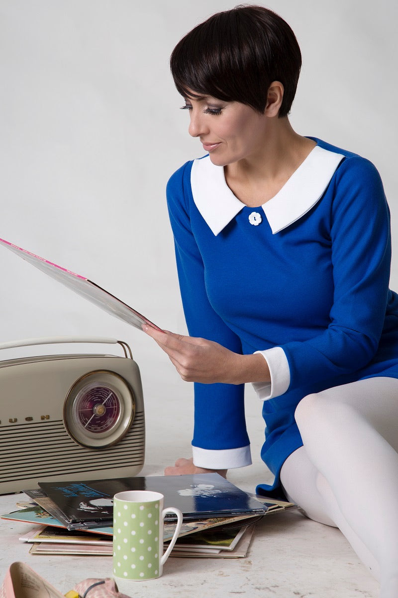Love Her Madly ‘Valerie’ Royal Blue and White Dress