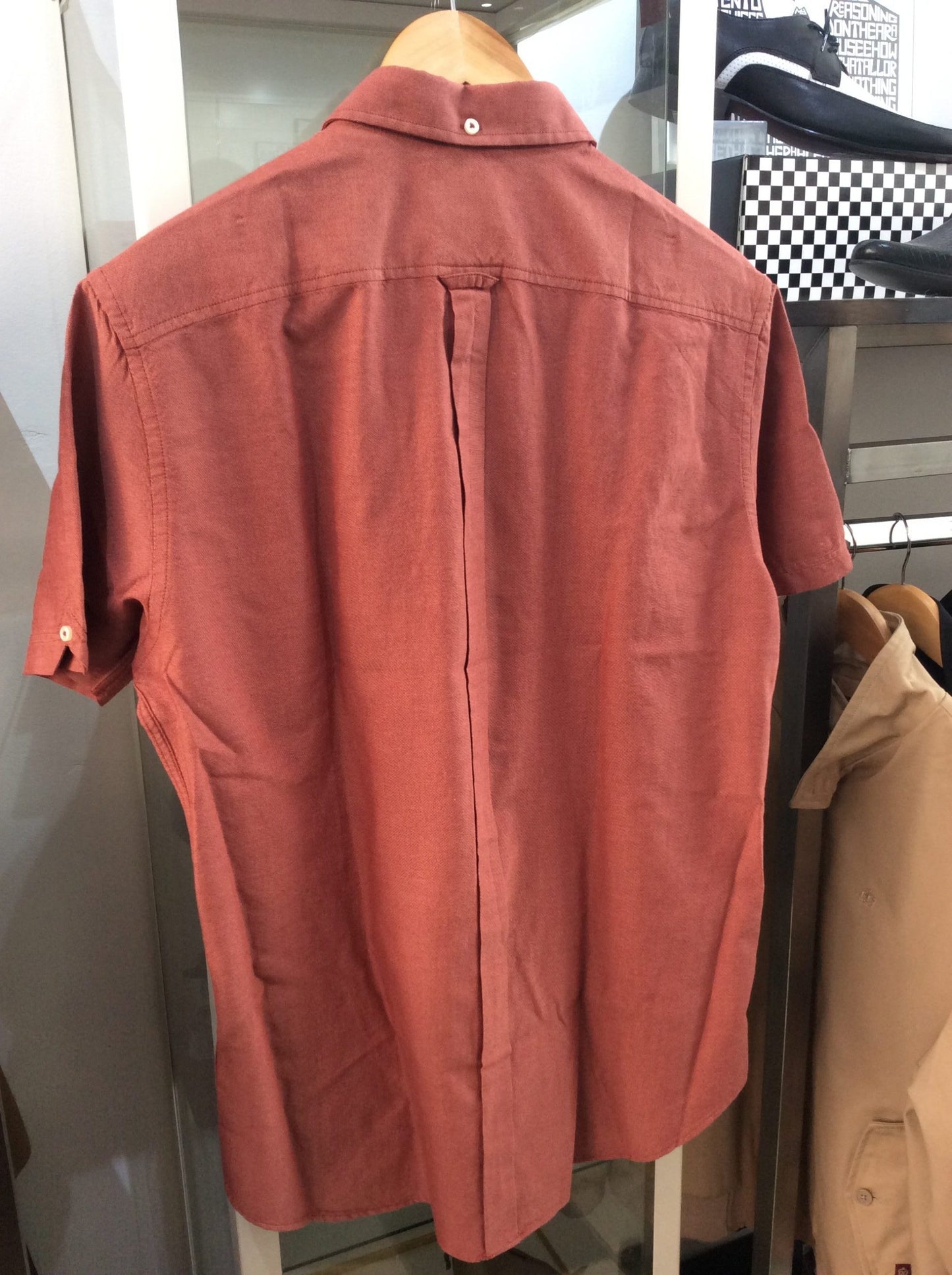 Ben Sherman Short Sleeved Cotton Oxford Shirt, Dark Pink