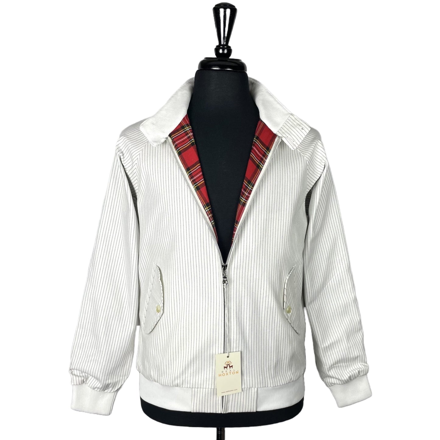 Harrington Jacket from Real Hoxton, White Pinstripe
