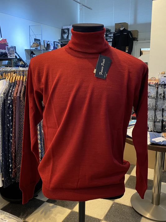 Franco Ponti Merino Mix Long Sleeve Roll Neck Jumper, Burgundy
