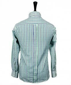 Striped Cotton Long-Sleeved Shirt in Purple, Green & White from Real Hoxton