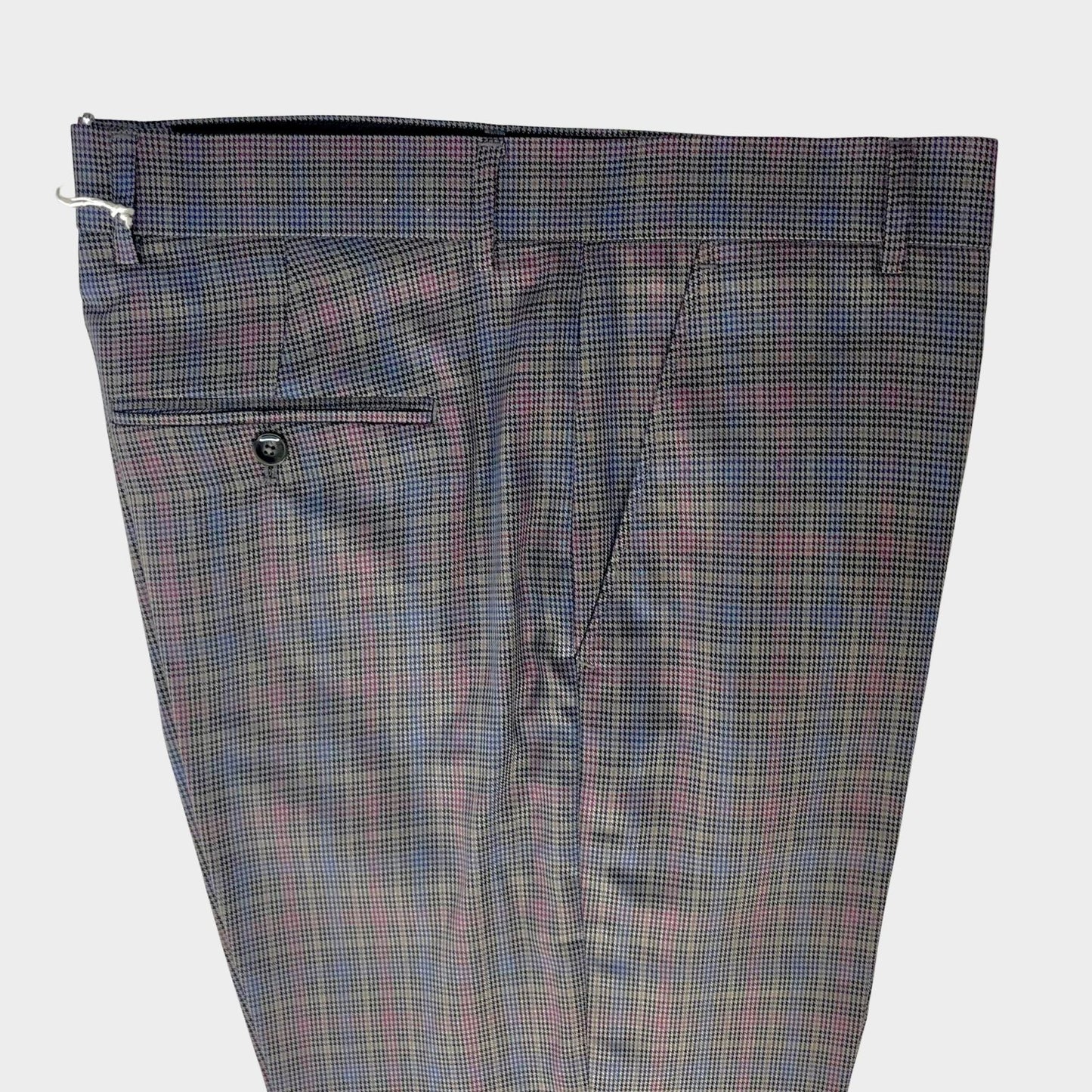 Checked Sta-Press Trousers from Real Hoxton, Metal Grey