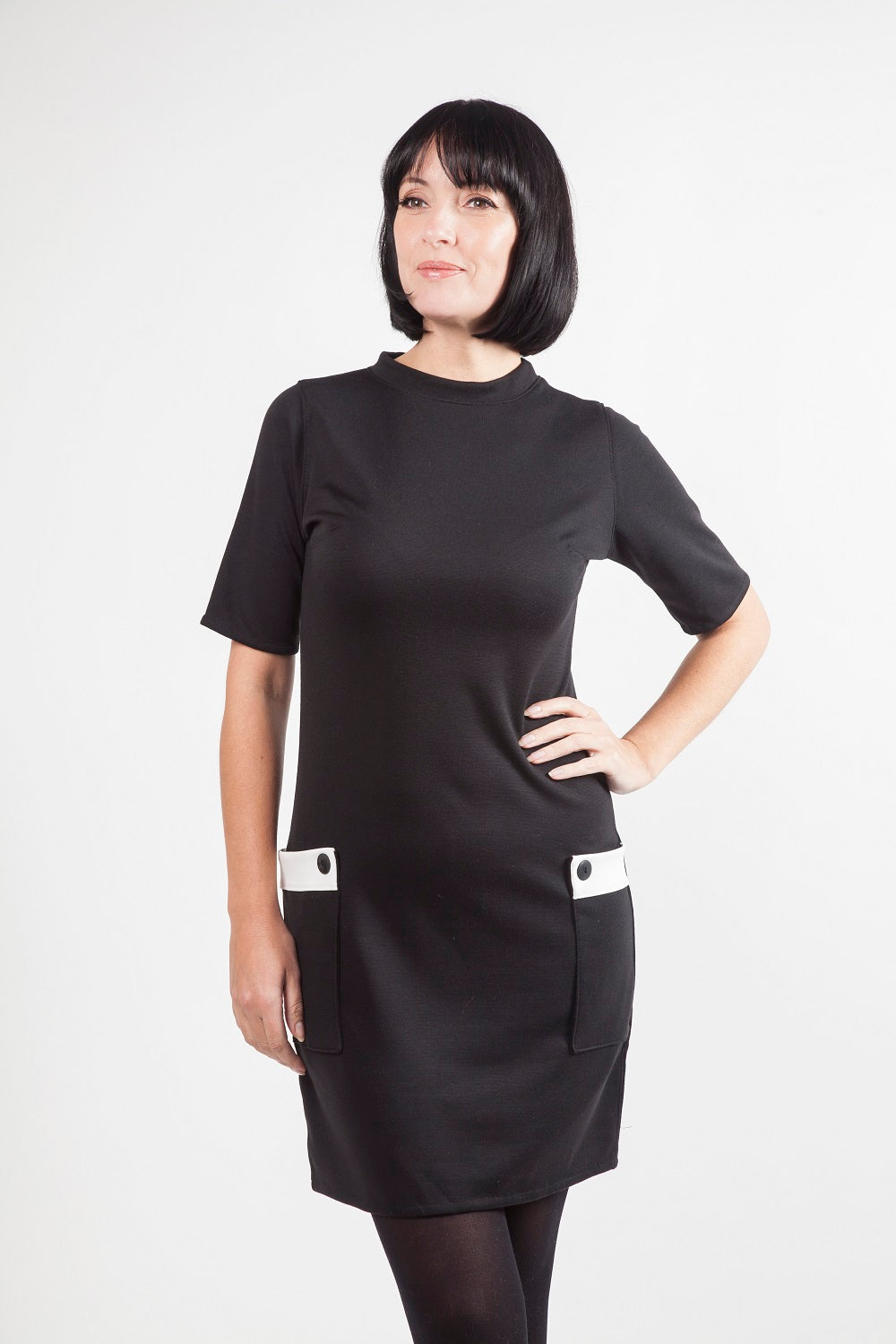 Love Her Madly ‘Nina’ Mod Dress, Black with White Detail
