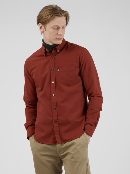 Ben Sherman Long-Sleeved Cotton Oxford Style Shirt, Burnt Orange