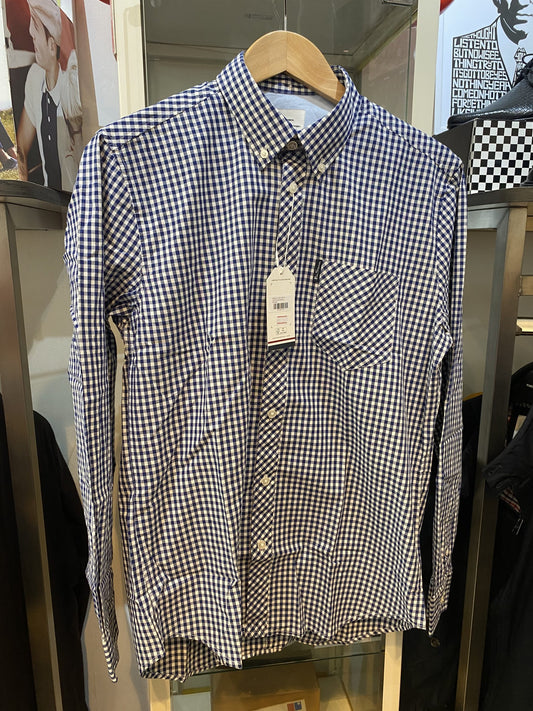 Ben Sherman Long-Sleeved Cotton Checked Shirt, Navy & White