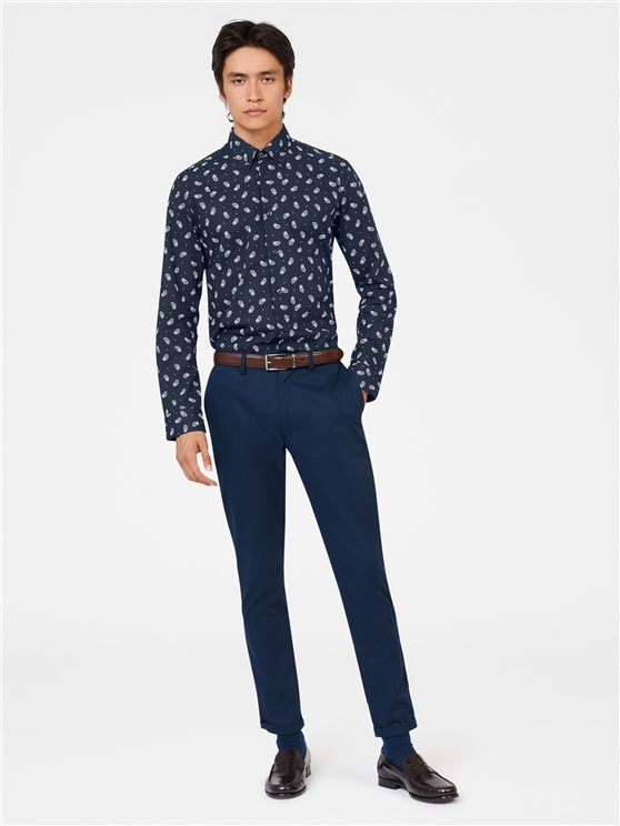 Ben Sherman Dark Navy Paisley Long Sleeved Shirt