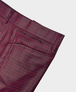 Real Hoxton Maroon & Black Check Frogmouth Trousers