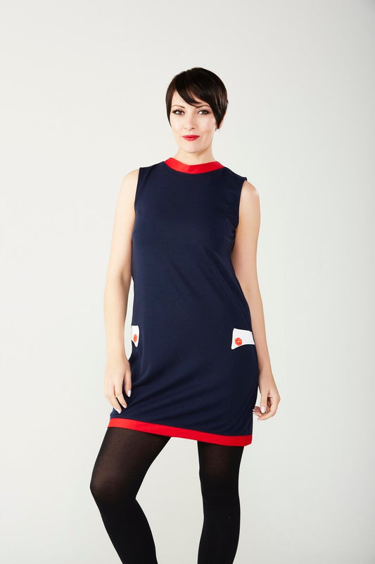 Love Her Madly ‘Bobbi’ Navy Shift Dress with Red & White