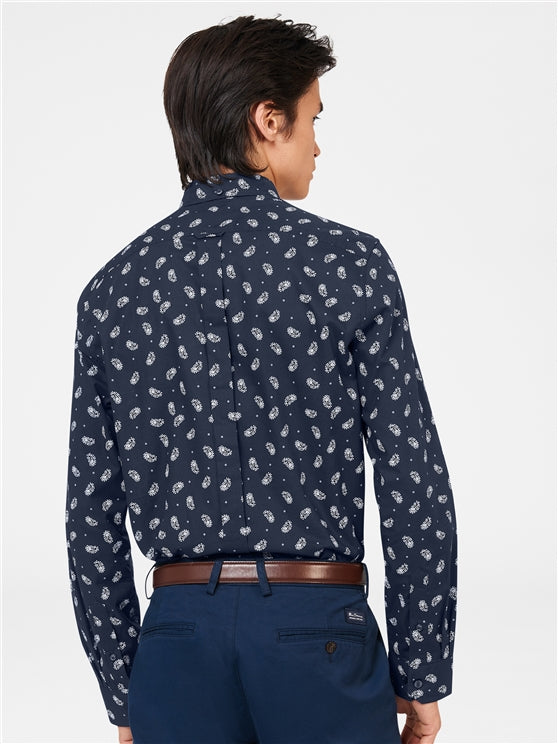 Ben Sherman Dark Navy Paisley Long Sleeved Shirt