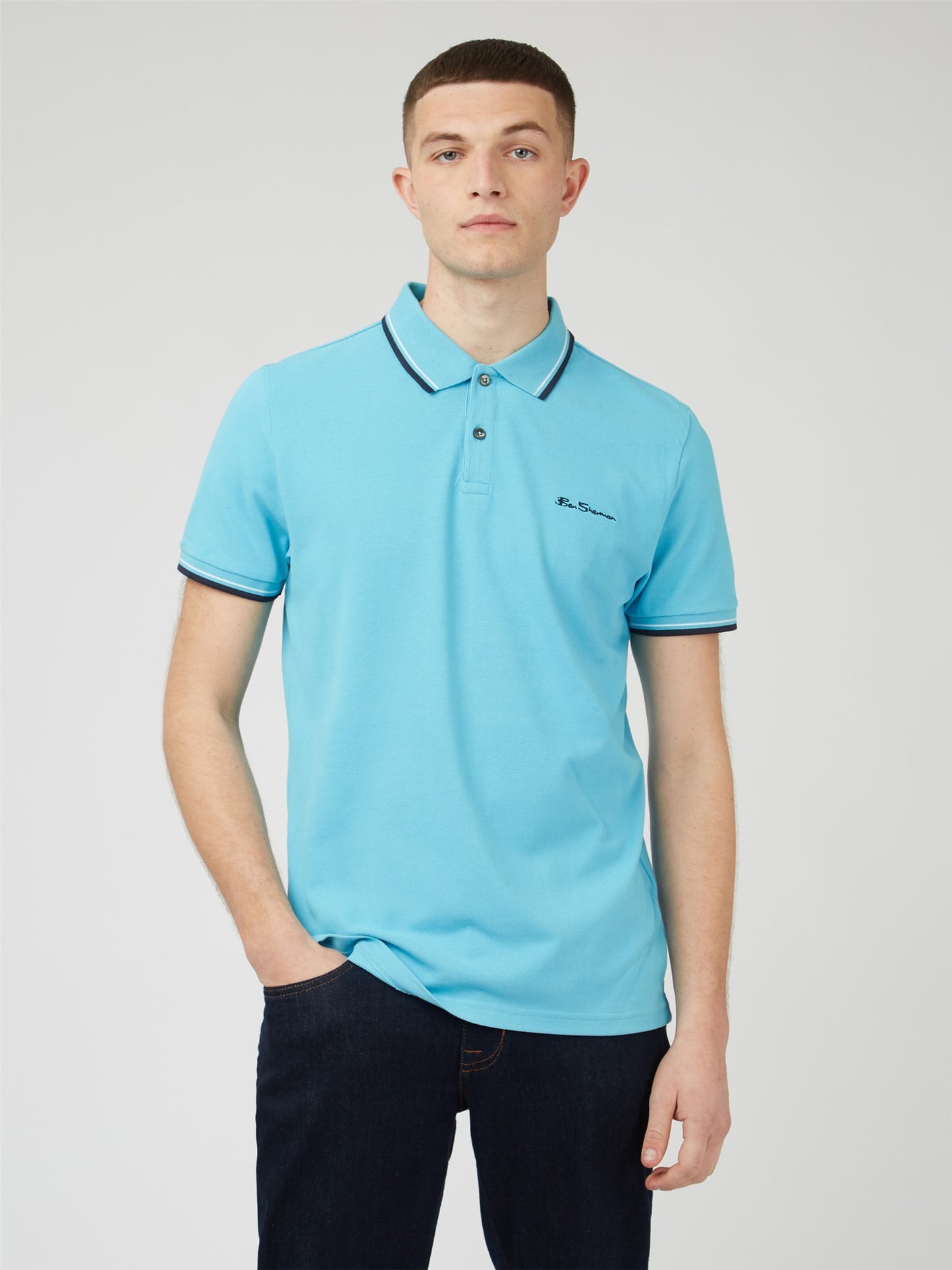 SALE Ben Sherman Polo Shirt, Aqua