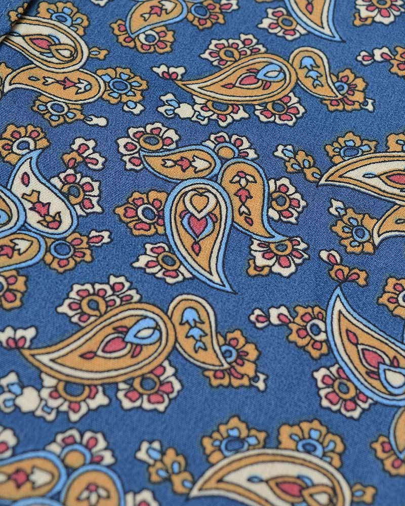 Lambretta Long-Sleeved Paisley Shirt, Navy & Mustard