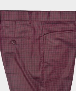 Real Hoxton Maroon & Black Check Frogmouth Trousers