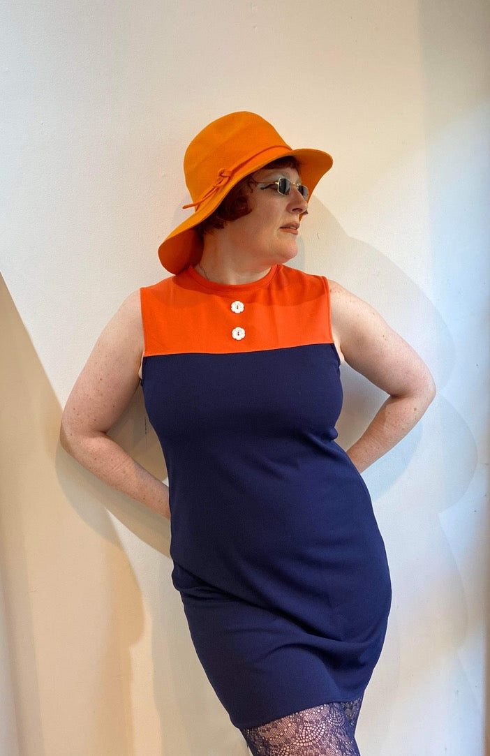 Love Her Madly ‘Layla’ Shift Dress, Orange & Navy