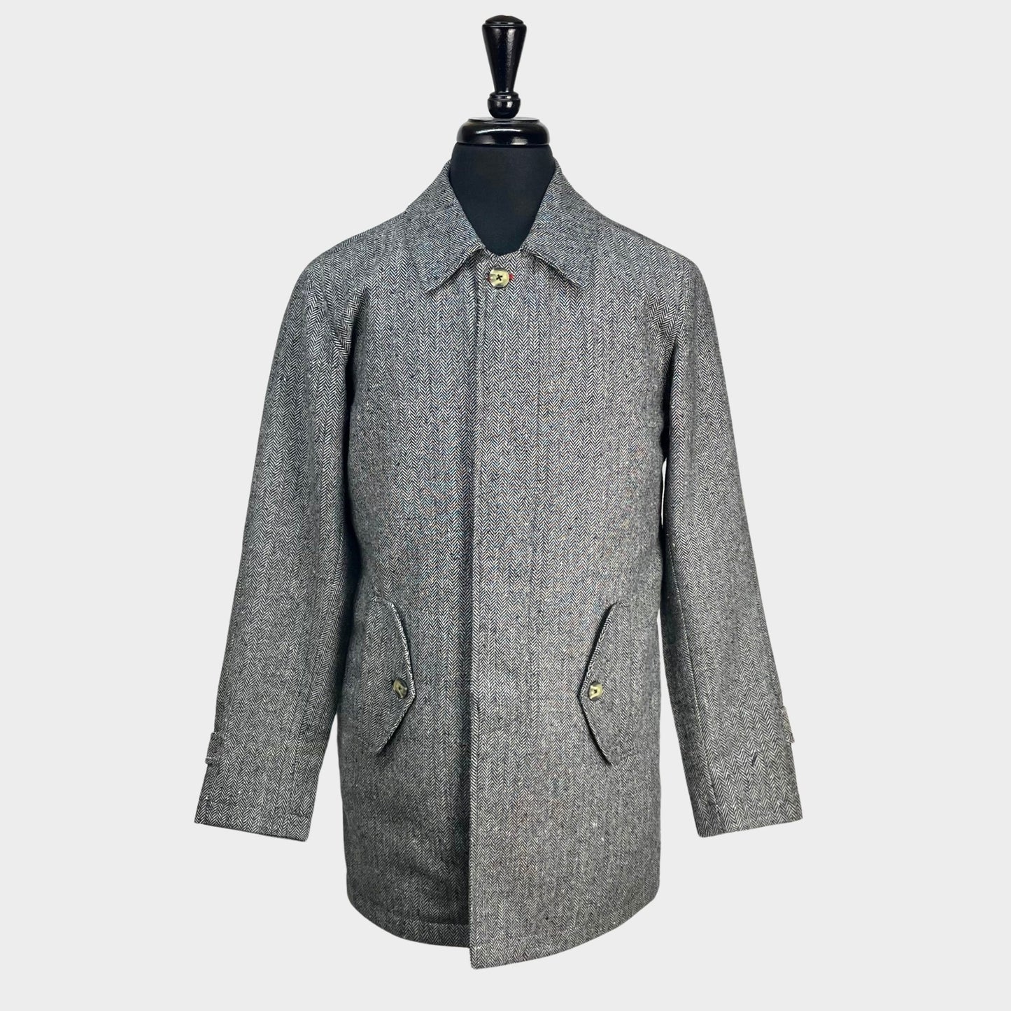 Herringbone Wool Mac Coat from Real Hoxton