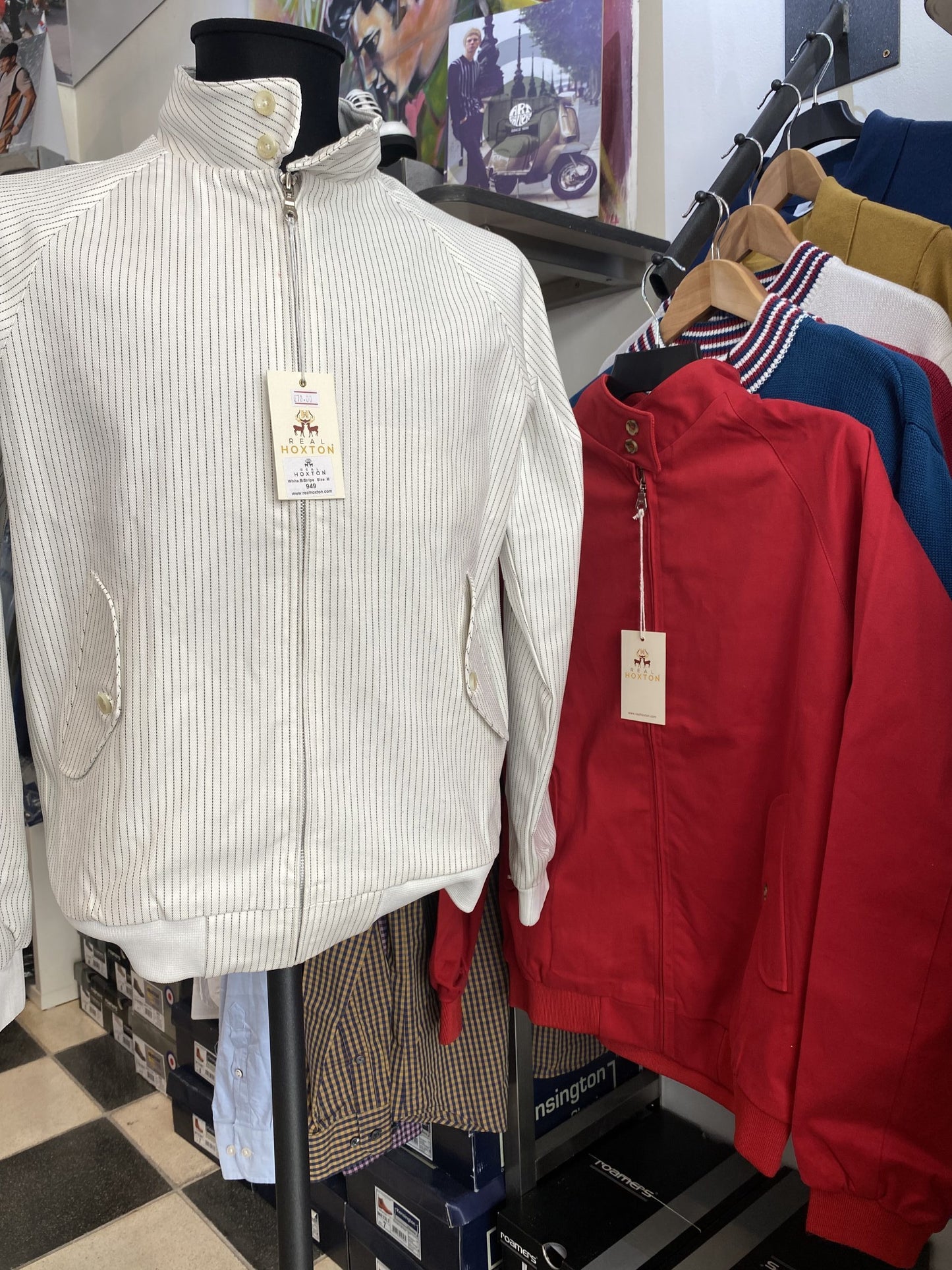 Harrington Jacket from Real Hoxton, White Pinstripe