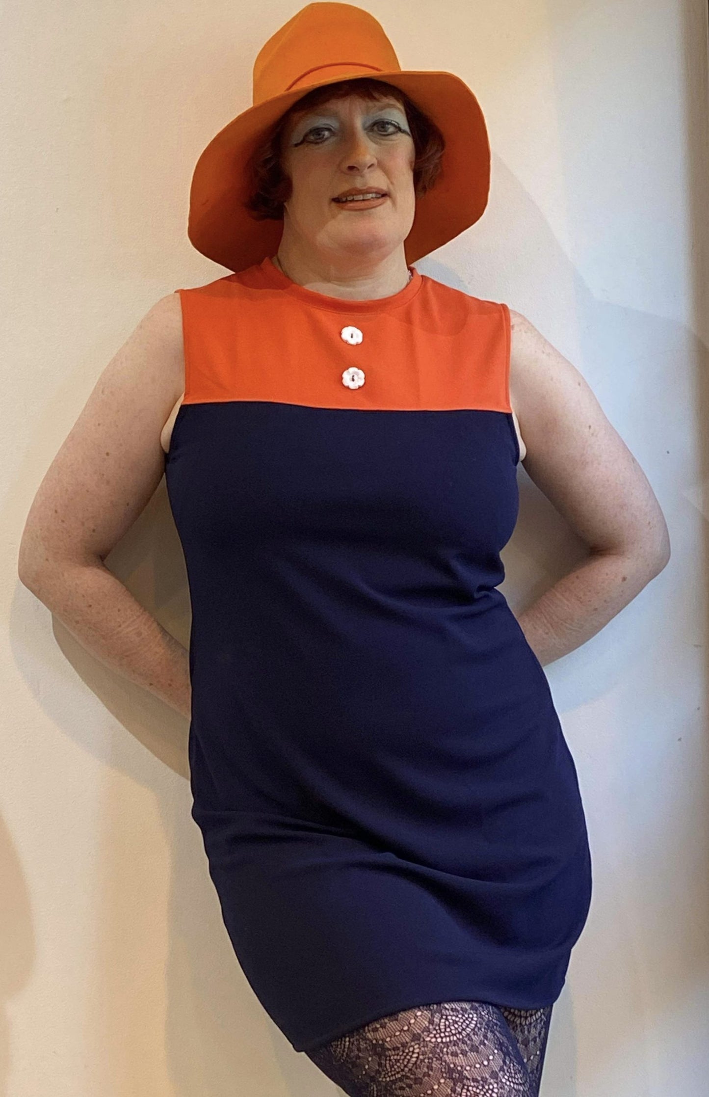 Love Her Madly ‘Layla’ Shift Dress, Orange & Navy