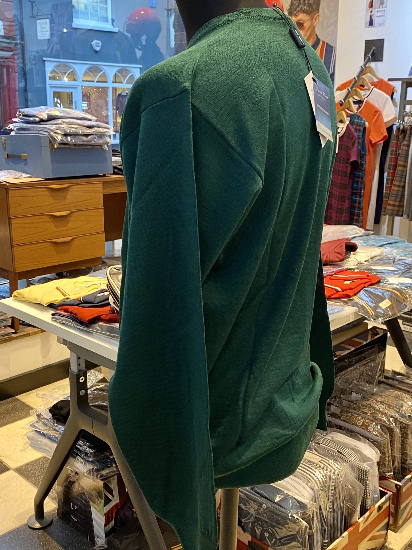 Franco Ponti V-Neck Merino Mix Jumper, Green