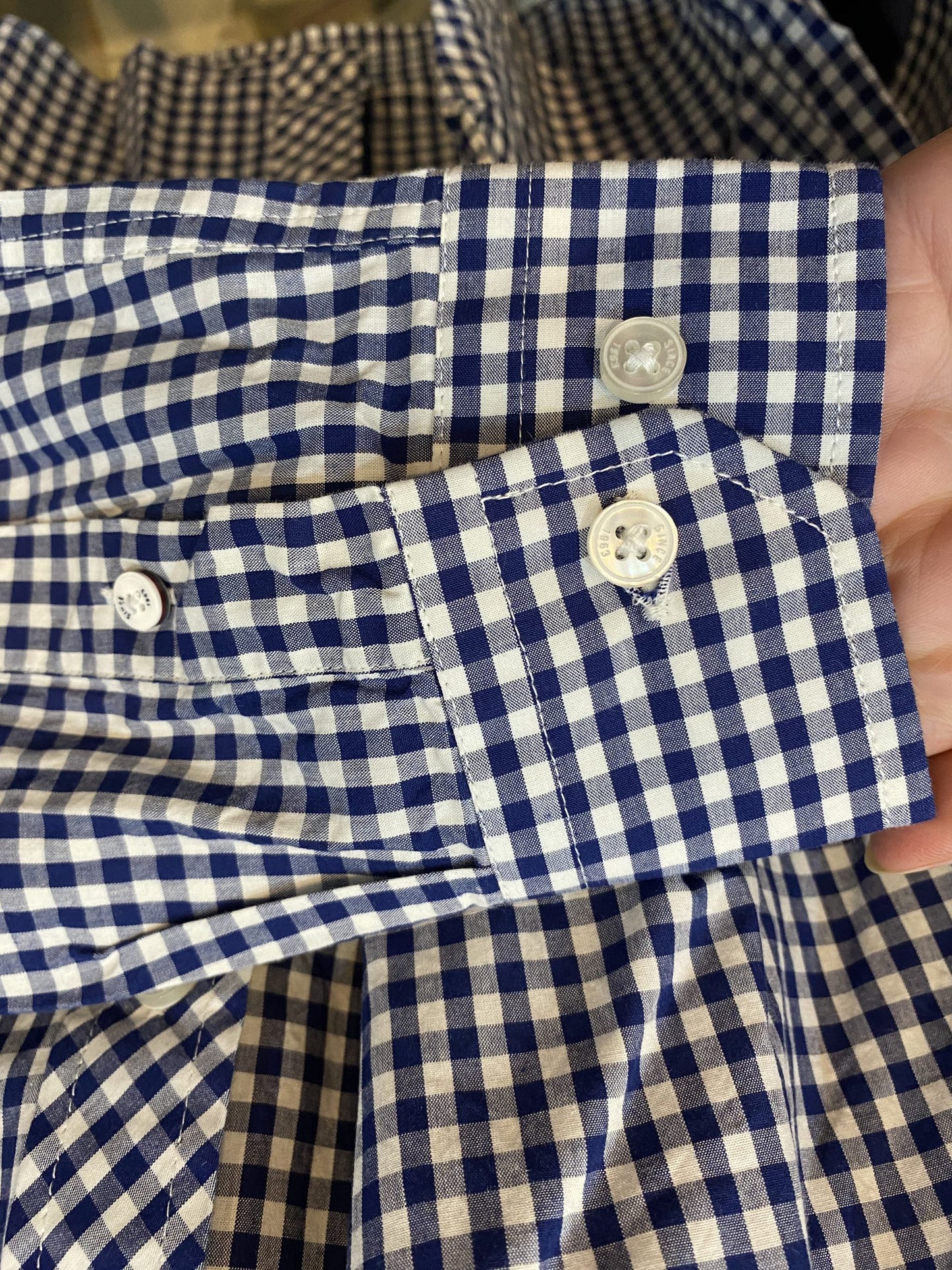 Ben Sherman Long-Sleeved Cotton Checked Shirt, Navy & White