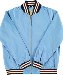 Monkey, Bomber Jacket from Real Hoxton, Sky Blue with Red & White