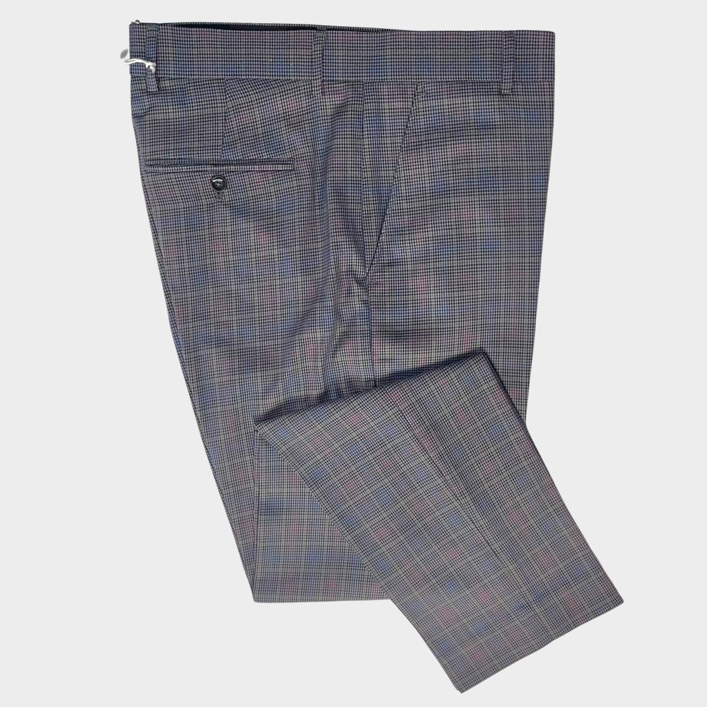 Checked Sta-Press Trousers from Real Hoxton, Metal Grey
